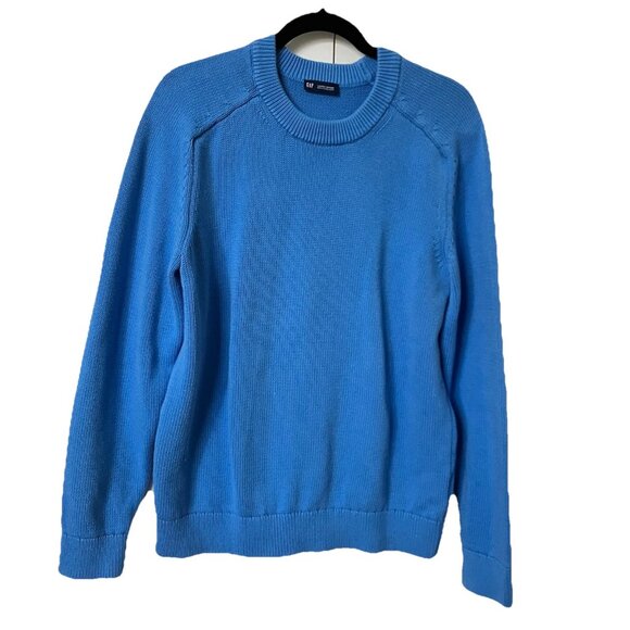Gap Cotton Crewneck Sweater Womens L Blue Knit Classic Pullover Grandpa - Picture 1 of 7